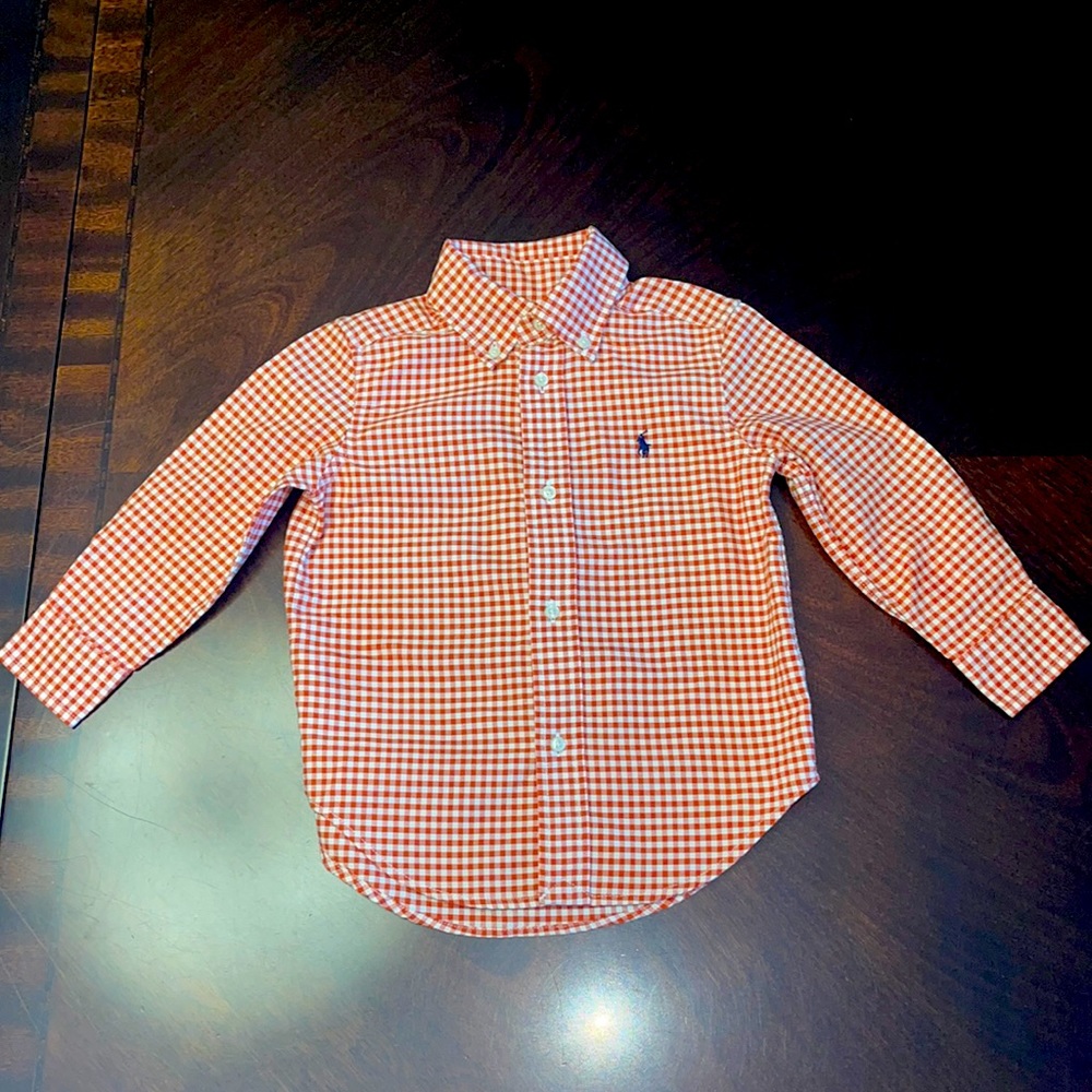 Ralph Lauren Polo Orange Paid Dress Shirt